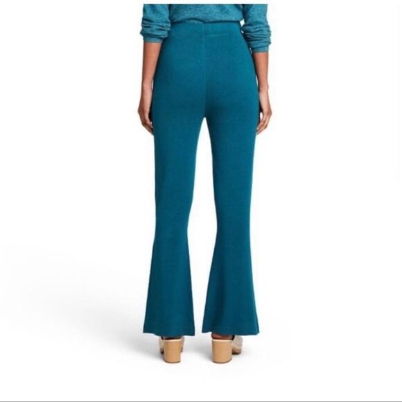 Victor Glemaud xTarget Large High Rise Flare Knit Pants Teal Sweater Bell Bottom - Picture 3 of 5